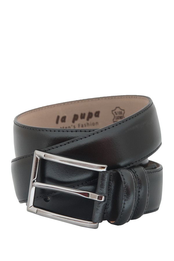 La pupa black topstitched leather belt (s192008)