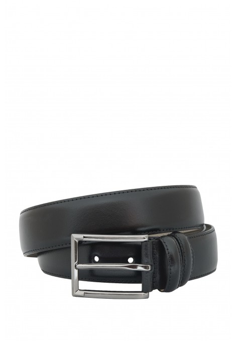 Black Topstitched Leather Belt (S192008)