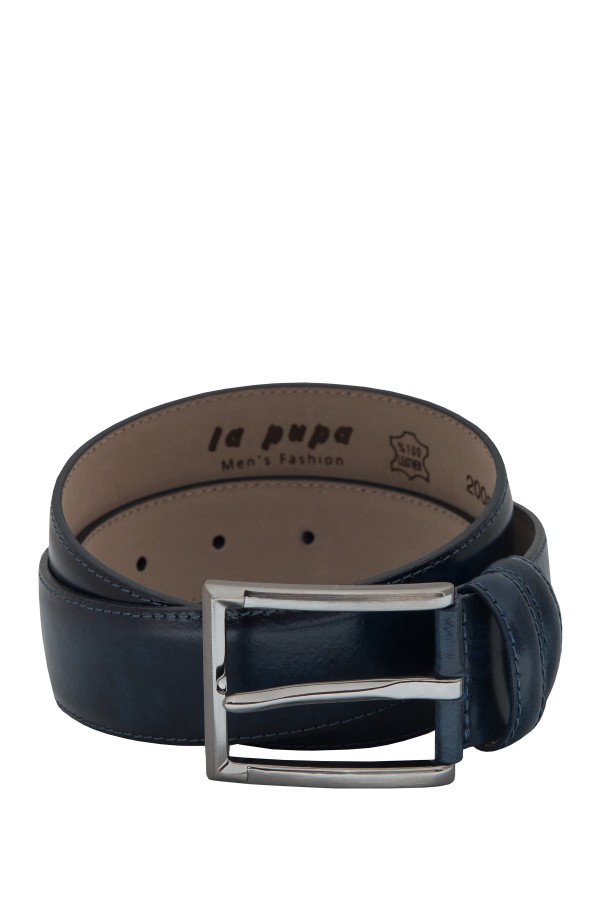 La pupa blue topstitched leather belt (s192008)