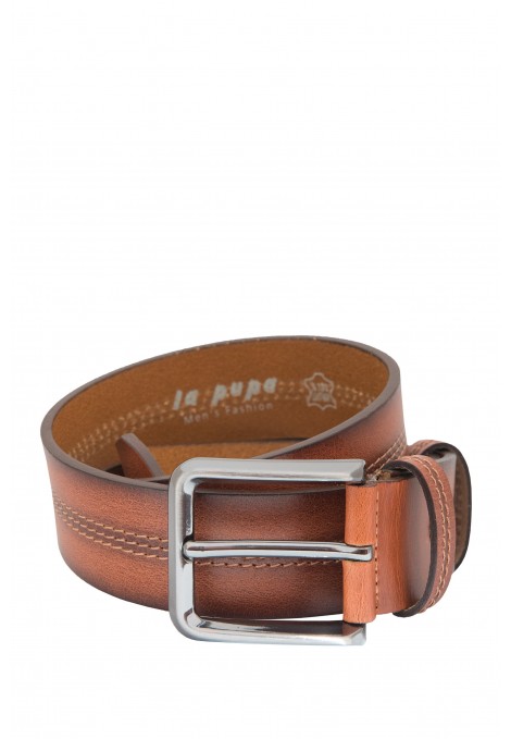 La pupa cognac topstitched leather belt (s20179)