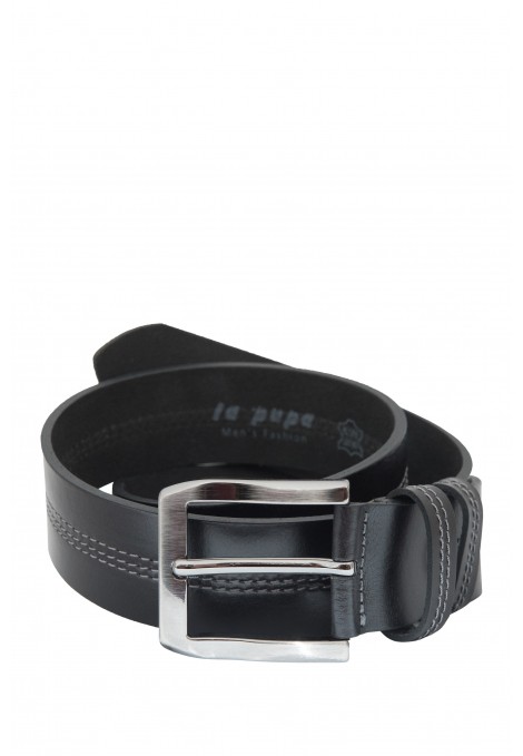 La pupa black topstitched leather belt (s20179)