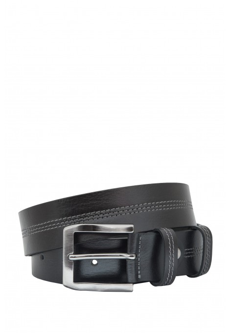 Black Topstitched Leather Belt (S20179)