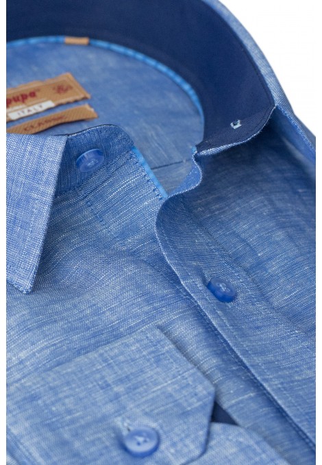 Blue 100% Linen Shirt (S21107)