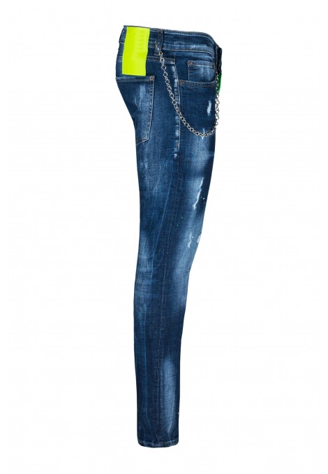 Blue Printed Jeans (S22161)