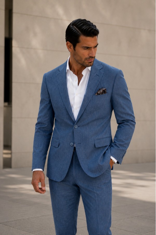 Ανδρικό μπλε Κοστούμι Mixed Wool