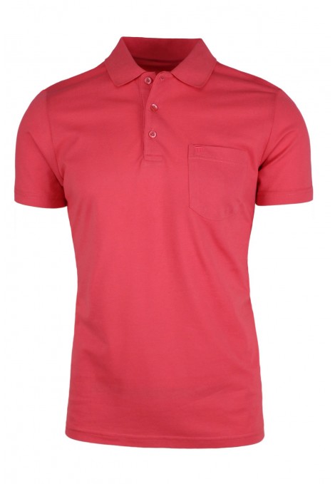 Man’s coral red cotton Polo T-shirt
