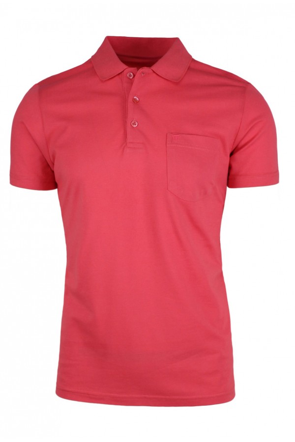 Man’s coral red cotton Polo T-shirt