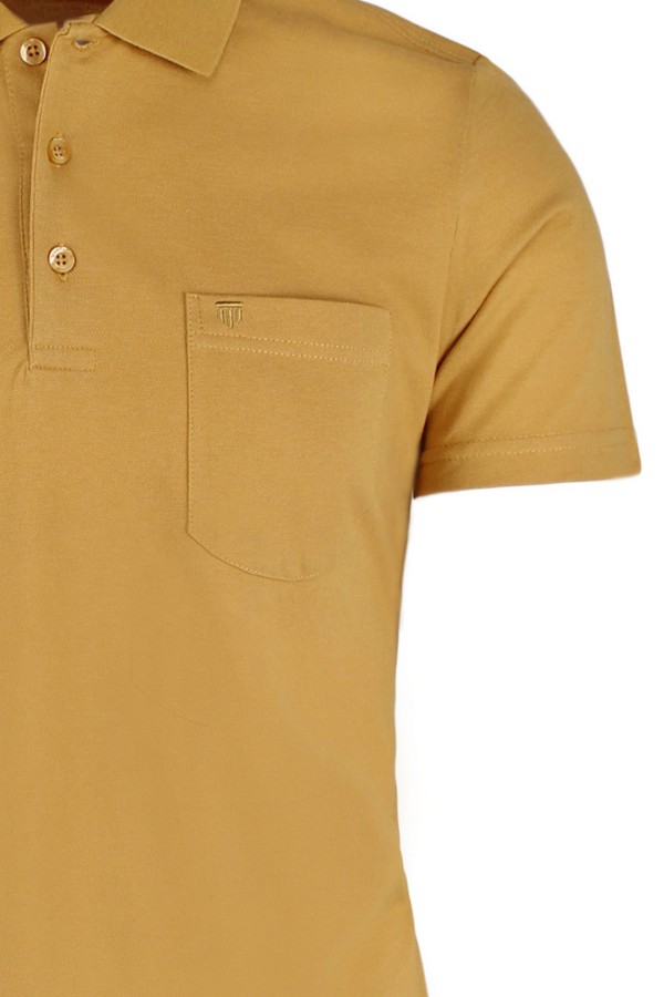Ανδρική μουσταρδί μπλούζα Polo Βαμβακερή