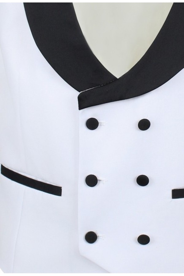 Man's white vest mixed wool