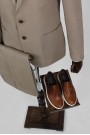 Man's camel linen suit