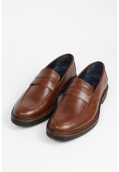 Ανδρικά δερμάτινα κονιάκ loafers