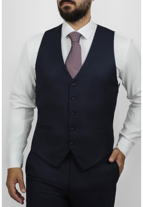 Ανδρικό σκούρο μπλέ γιλέκο mixed wool
