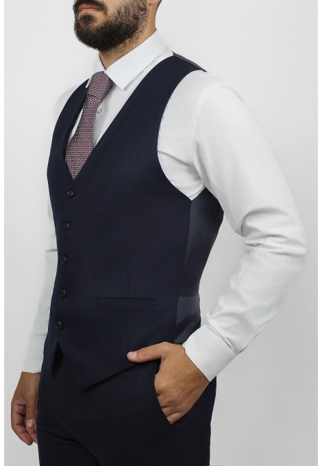 Ανδρικό σκούρο μπλέ γιλέκο mixed wool