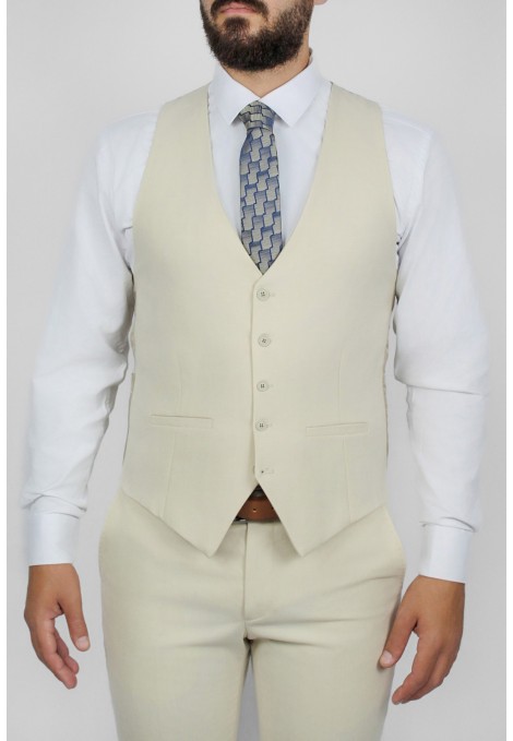 Ανδρικό μπέζ γιλέκο mixed wool