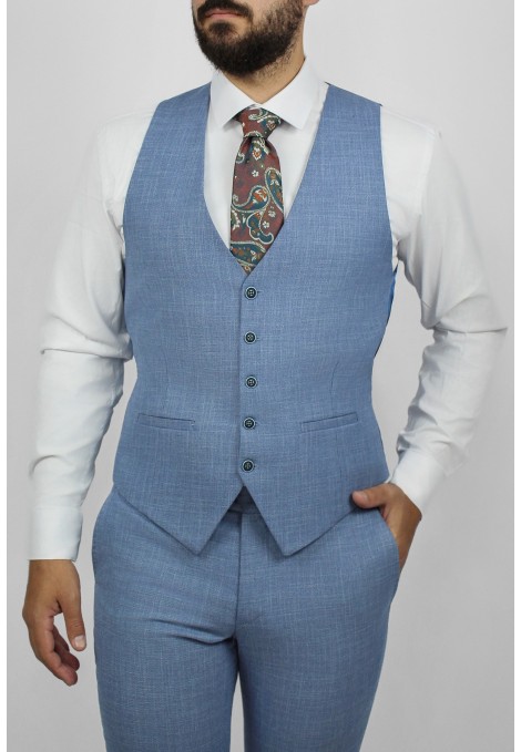 Ανδρικό  γαλάζιο γιλέκο mixed wool