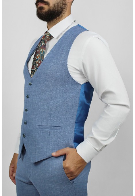 Ανδρικό  γαλάζιο γιλέκο mixed wool