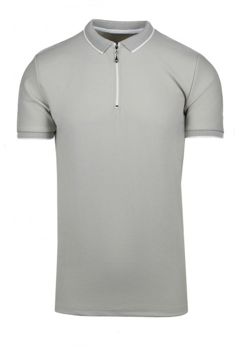 Man’s ecru t-shirt polo with zip