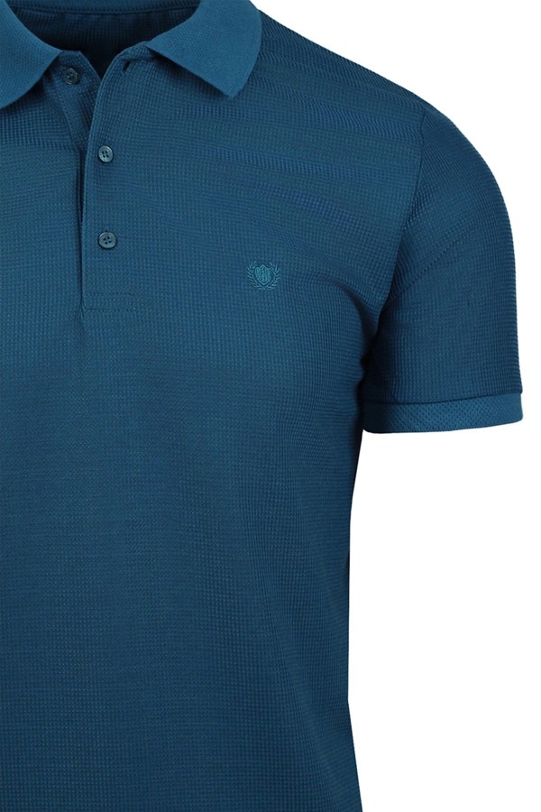 Man’s petrol  cotton Polo T-shirt