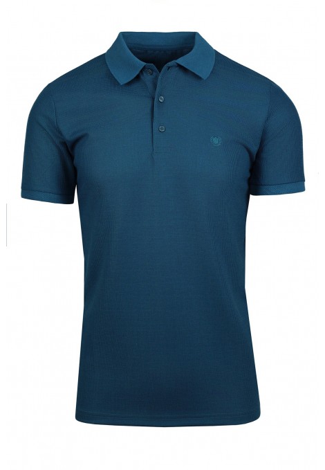 Man’s petrol  cotton polo t-shirt