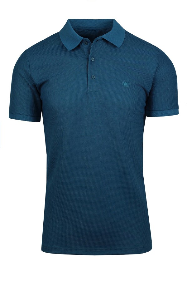 Man’s petrol  cotton Polo T-shirt