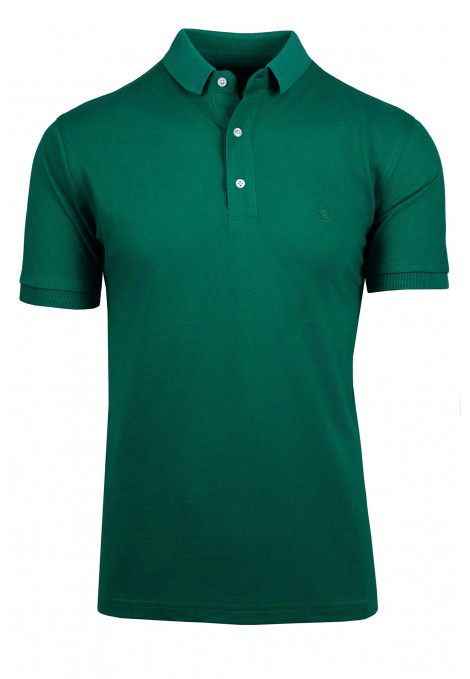 Ανδρική σκούρο πράσινο μπλούζα Polo Βαμβακερή