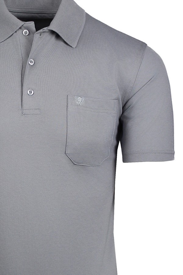  Ανδρική ανοιχτό γκρι μπλούζα Polo Βαμβακερή