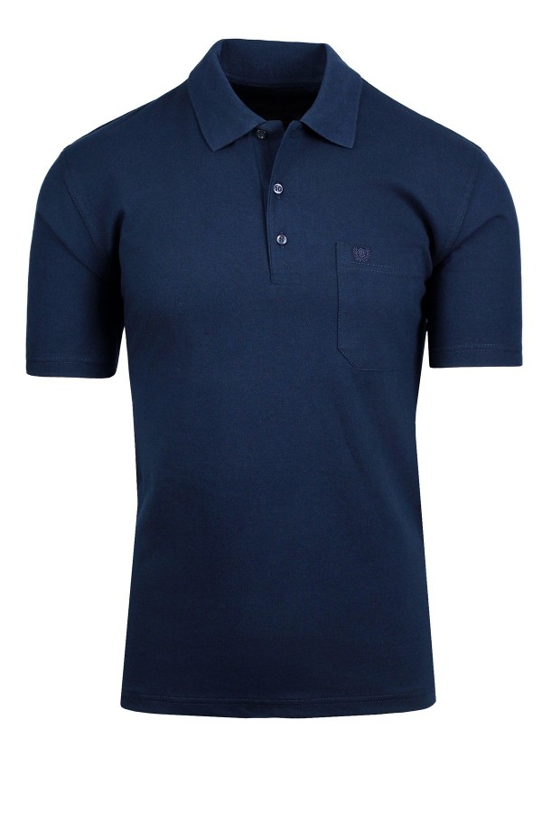  Ανδρική σκούρο μπλε μπλούζα Polo Βαμβακερή