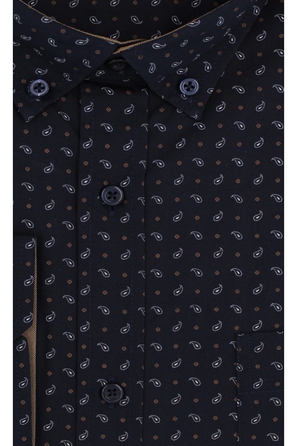 Man’s dark blue printed shirt      