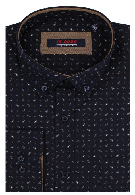 Man’s dark blue printed shirt      