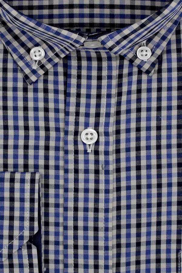 Man's blue checked with pocket