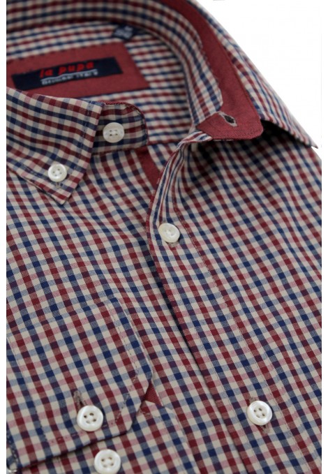 Man's bordeuax checked with pocket