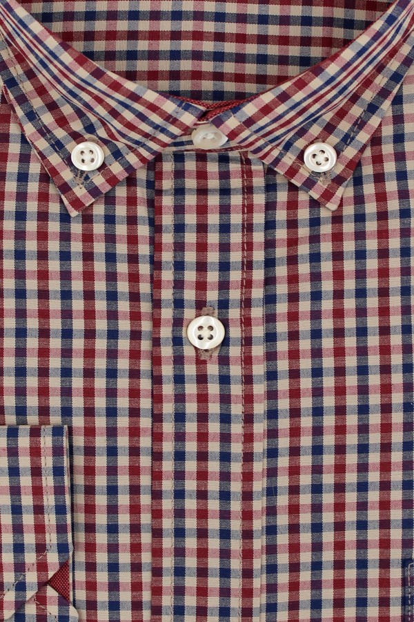 Man's bordeuax checked with pocket