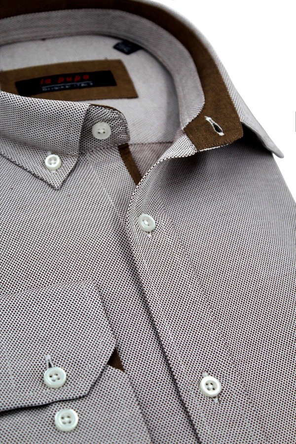 Man's beige printed shirt      
