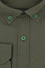 Man's olive green shirt with textured weave and pocket