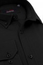 Man's black shirt with textured weave and pocket