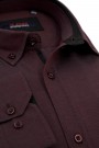 Man's bordeuax shirt with textured weave and pocket