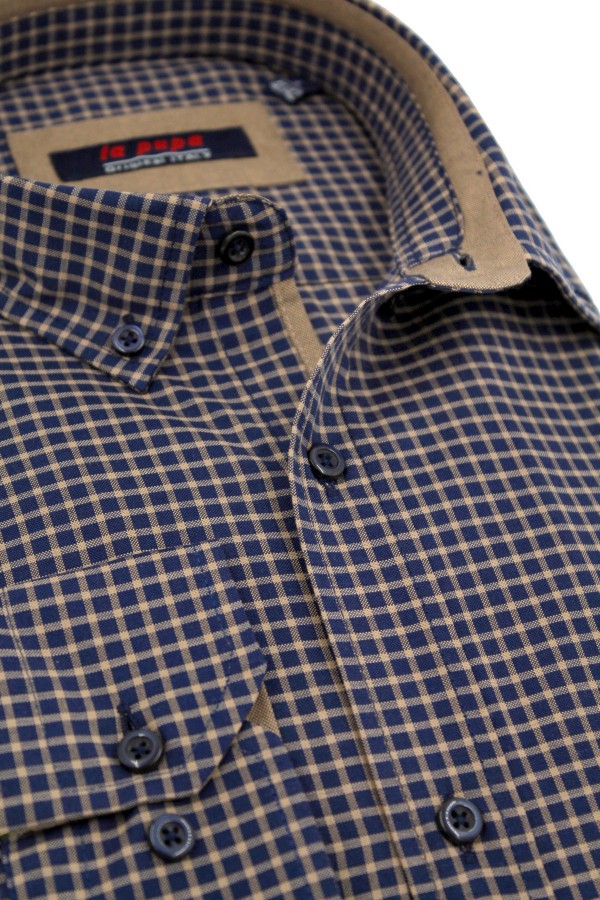 Man's dark blue with a pocket