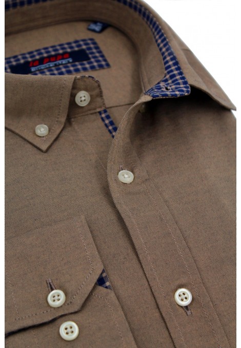Man's brown shirt with a pocket