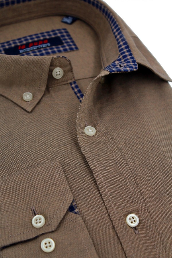 Man's brown shirt with a pocket