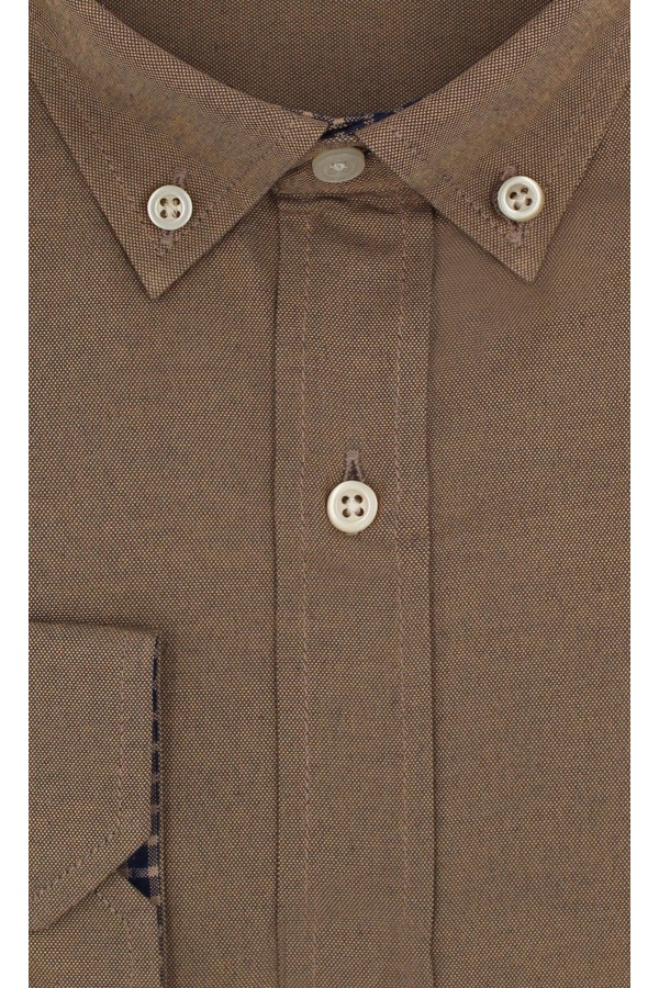 Man's brown shirt with a pocket
