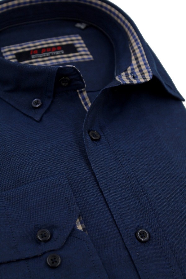 Man's blue shirt with a pocket