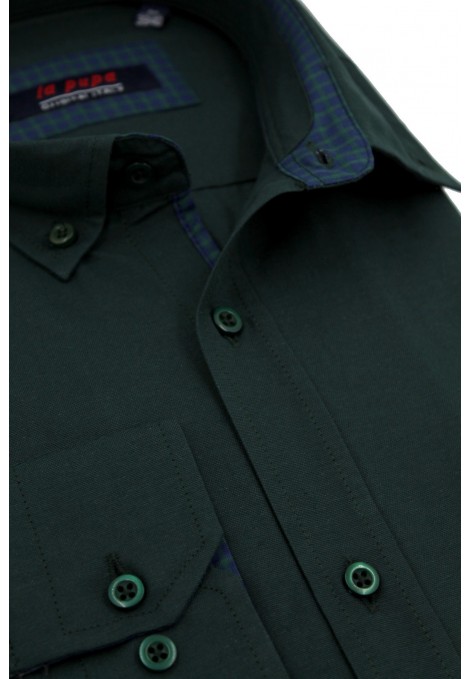 Man's dark green shirt with a pocket