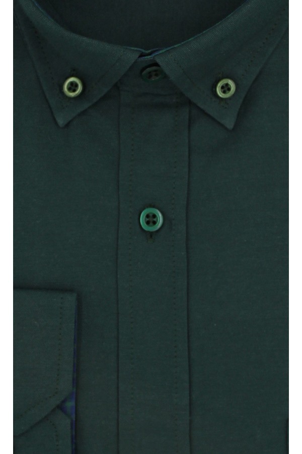 Man's dark green shirt with a pocket