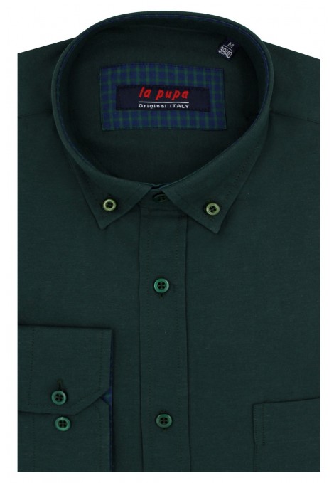 Man's dark green shirt with a pocket
