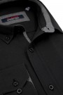Man's black shirt with textured weave and pocket       