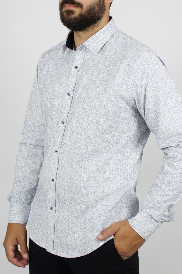 Ανδρικό λευκό  πουκάμισο σχεδιαστικό slim fit    