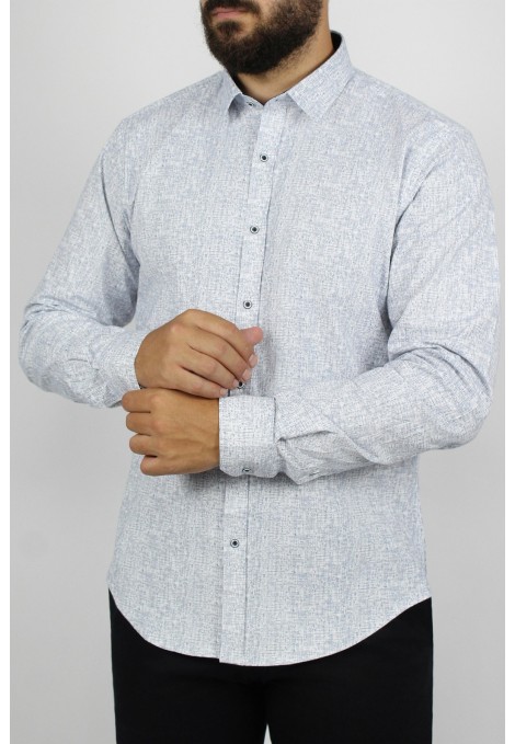 Ανδρικό λευκό  πουκάμισο σχεδιαστικό slim fit    