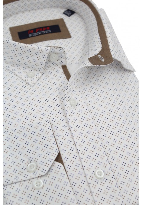 Ανδρικό λευκό πουκάμισο σχεδιαστικό slim fit  