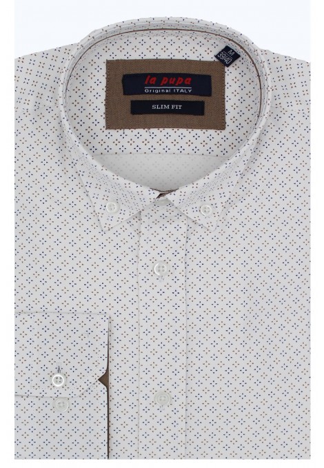 Ανδρικό λευκό πουκάμισο σχεδιαστικό slim fit  