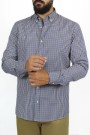 Ανδρικό μπλε πουκάμισο καρό slim fit